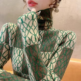 Geometric Turtleneck Knit Sweater