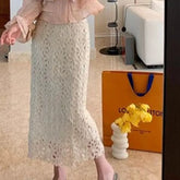 Hollow Out Solid Long Skirt
