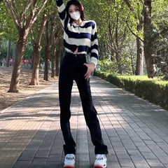 High Waist Letter Jeans