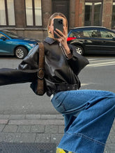 PU Zipper Jacket with Belt