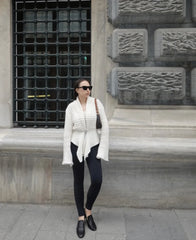 White Hollow Out Knit Cardigan