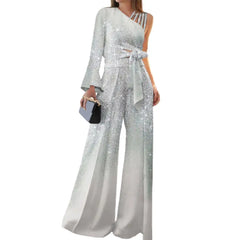 One Shoulder Bow Pants Set