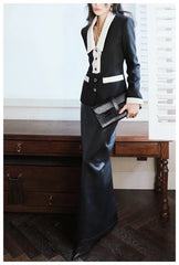 Black PU Leather High Waist Skirt