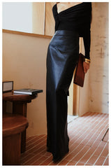 Black PU Leather High Waist Skirt