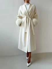 Furry Patchwork Woolen Overcoat