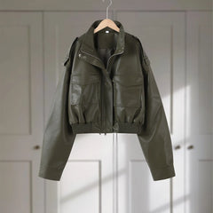 Lace-Up Leather Jacket