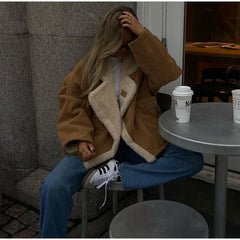 Faux Leather Warm Coat