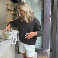 Vintage Pleated Knit Cardigan