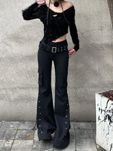 Low Waist Black Flared Pants