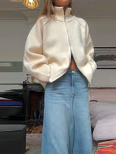 Zip-Up Solid Knit Cardigan