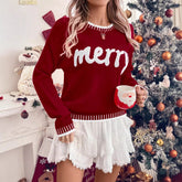 Y2K Christmas Print Knit Sweater