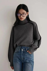 Knitted High Collar Hoodie