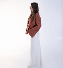 White Hollow Out Knit Cardigan