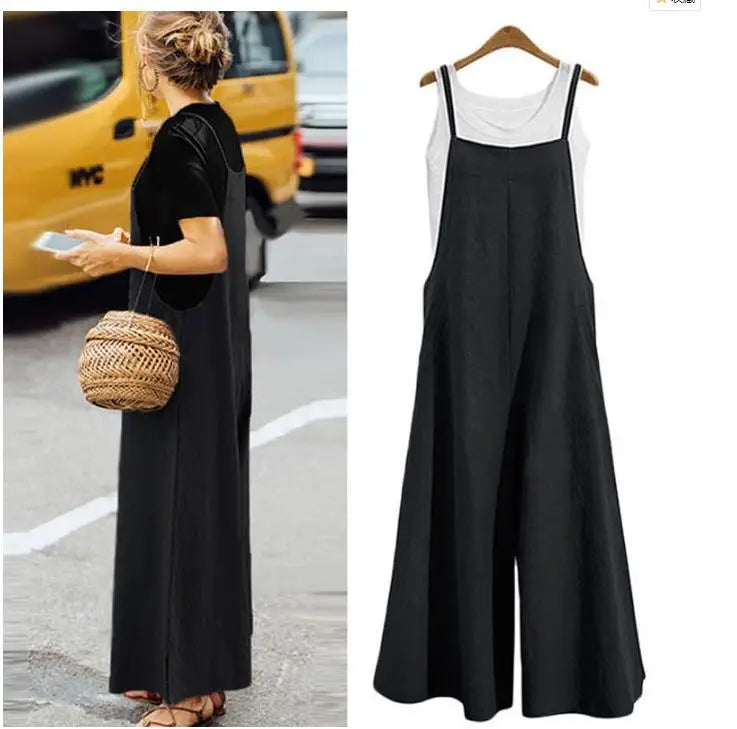 Cotton Linen Wide Leg Jumpsuit