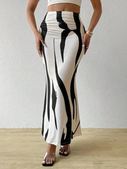 Zebra Print High Waist Fishtail Skirt