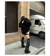 Oversized Black Faux Fur Coat