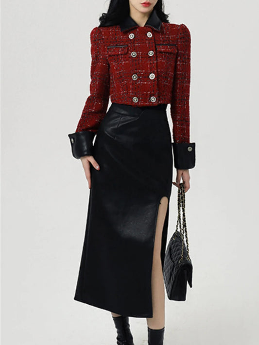 Women’s Christmas Leather Two-Piece Set