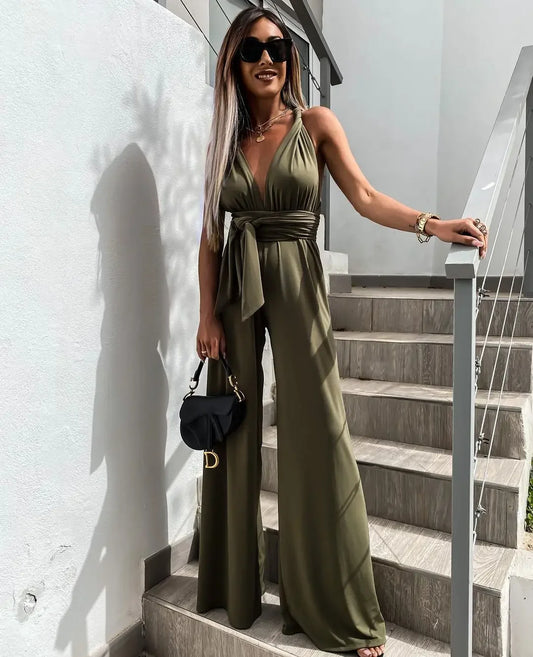 Backless Hollow Out Wide Leg Jumpsuit