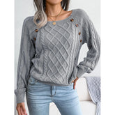 Square Collar Button Knit Sweater