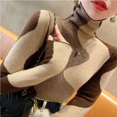High Neck Color Block Knit Sweater