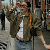 Suede Zipper Bomber Jacket