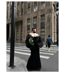 Oversized Black Faux Fur Coat