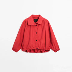 Solid Zip Stand Collar Bomber Jacket