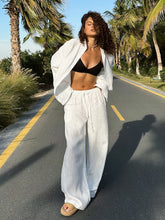 Cotton Lapel Shirt Pants Set