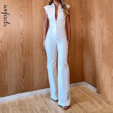 V Neck Lace-Up Waist Jumpsuit