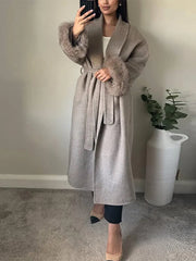 Furry Patchwork Woolen Overcoat