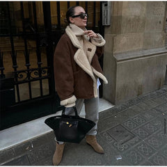 Faux Leather Warm Coat