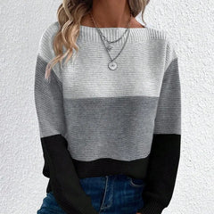 Contrast Color Round Neck Sweater