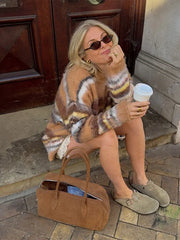 Color Block Striped Knit Sweater