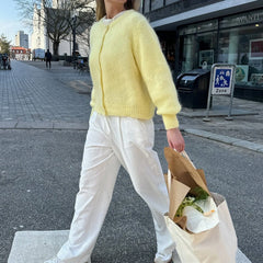 Button-Up Solid Knit Cardigan