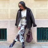 Tie Dye Satin High Waist Long Skirt