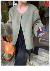 Short Woolen Round Neck Jacket