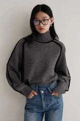 Knitted High Collar Hoodie