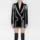 Lapel Printed Tunic Blazer