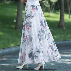 Chiffon Print A-Line Long Skirt
