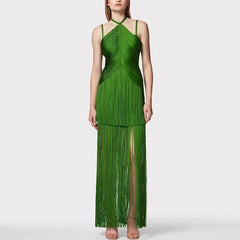 Hollow Halter Tassel Mini Dress