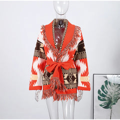 Boho Print Knit Cardigan