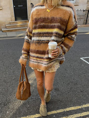 Color Block Striped Knit Sweater