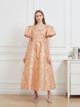 Puff Sleeve Jacquard Maxi Dress for Party