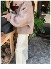 Short Woolen Round Neck Jacket