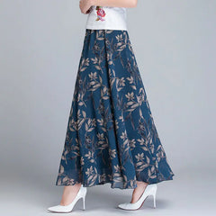 Chiffon Print A-Line Long Skirt