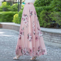 Chiffon Print A-Line Long Skirt
