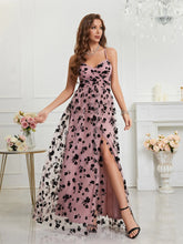 V-neck Strapless Gown with 3D Floral Decoration