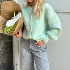 O-Neck Solid Knit Cardigan