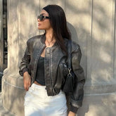 Washed Leather Loose Jacket