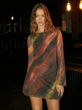 Printed Silk Mesh Backless Mini Dress